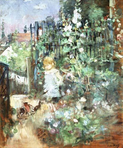 Berthe Morisot Child among Staked Roses Norge oil painting art